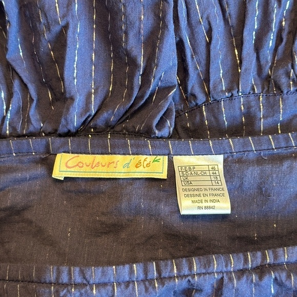 Couleurs d’ ete Blue and Metallic Silver Prairie Skirt with Side Zip Size 14 GUC - Picture 15 of 17